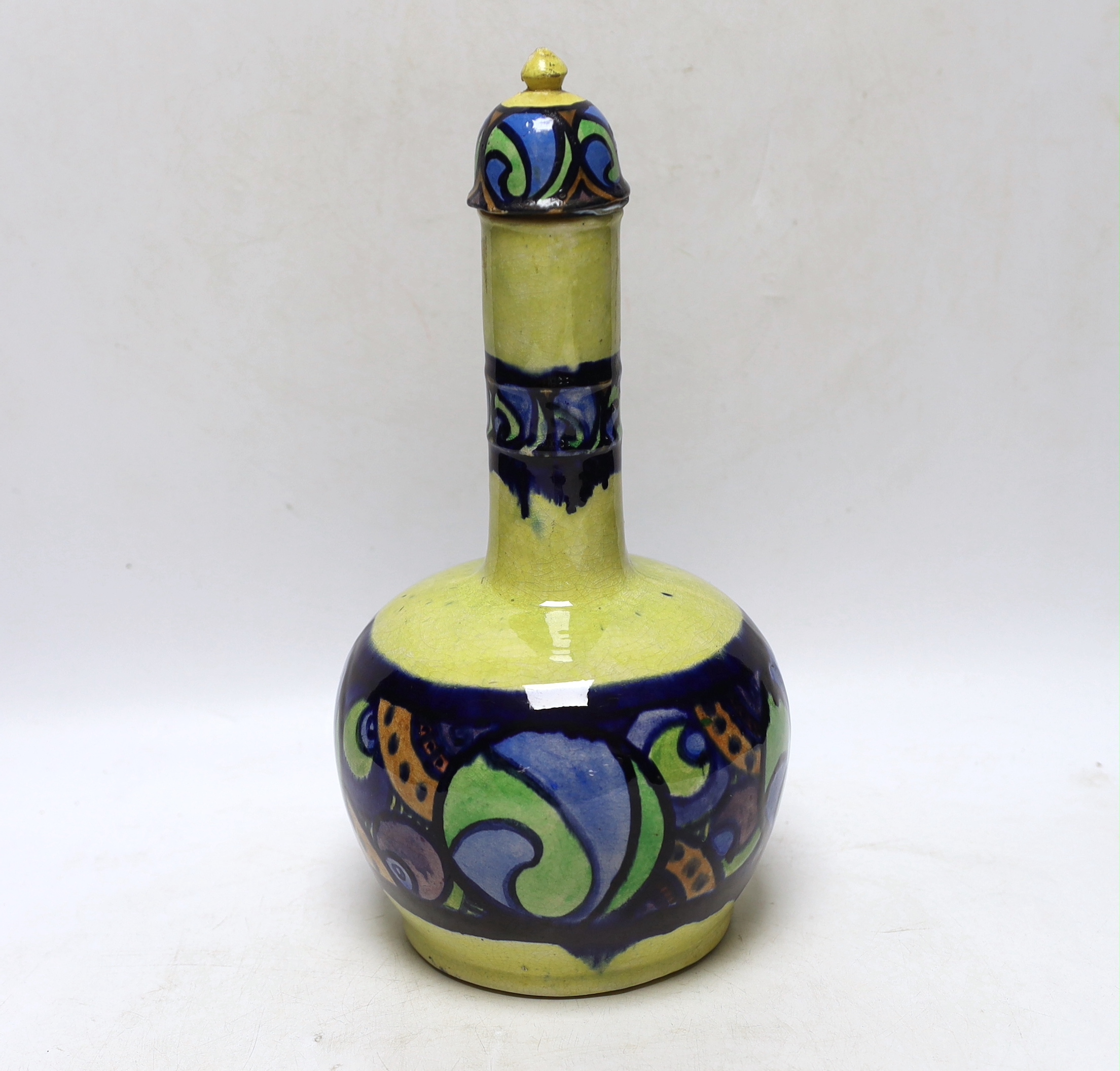 Elizabeth Mary Watt (1886-1954), a pottery bottle vase and cover, initialled EMW and dated 1920, 30cm high